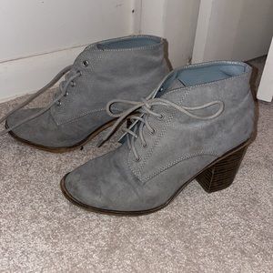 Grey faux suede ankle booties